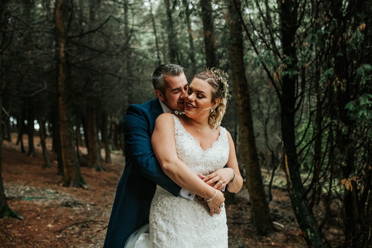Newlyweds in the forest in the Peak District